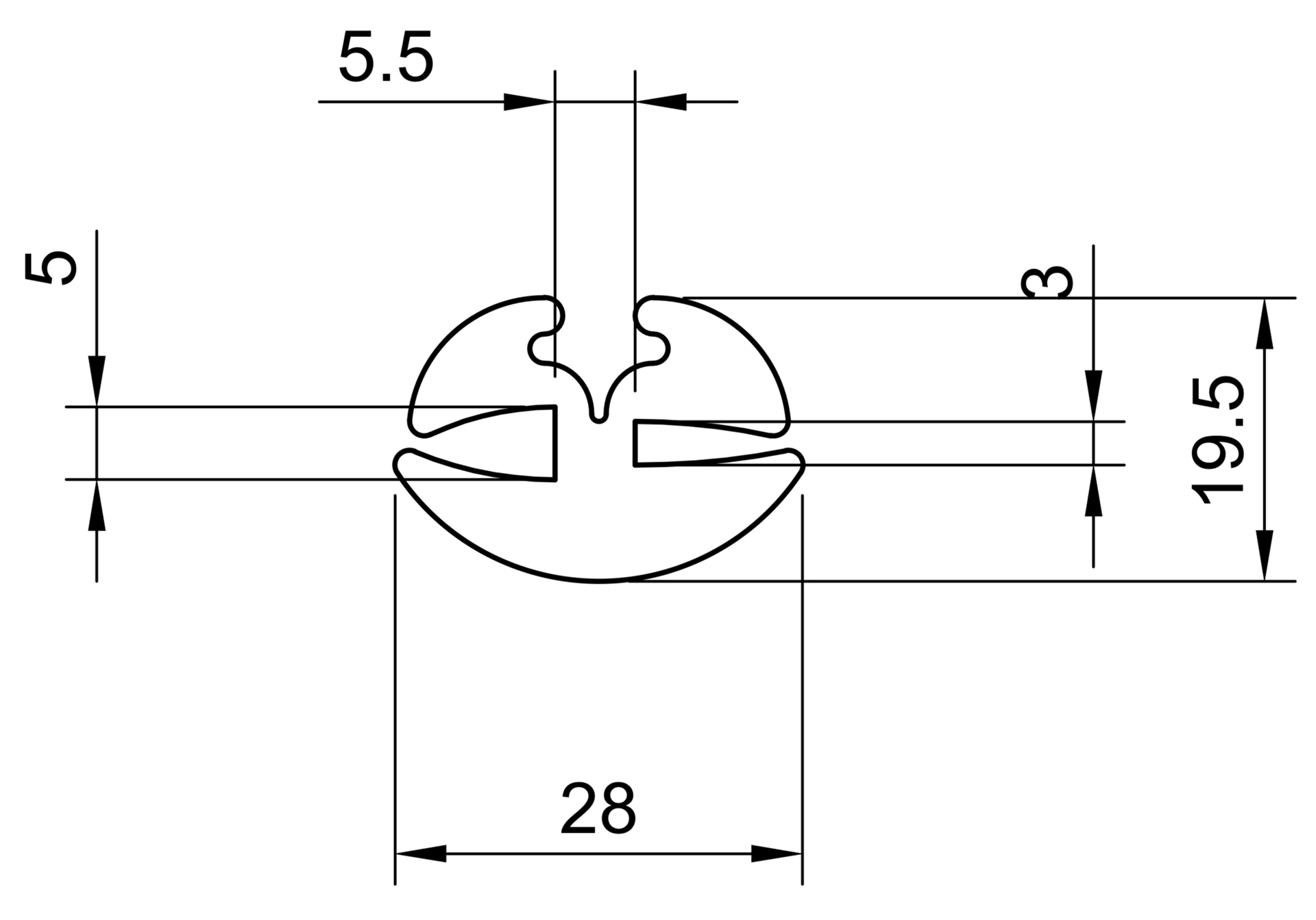 Fensterklemmprofil TPE SCHWARZ 3/5 mm